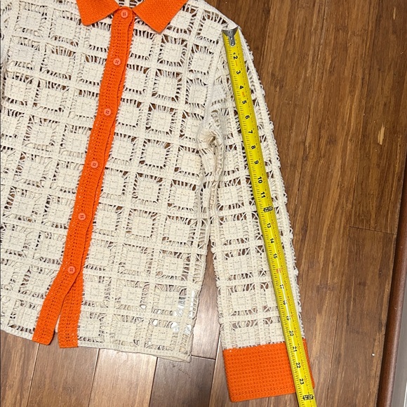 Forever 21 Cream and Orange Crochet Shirt - Picture 7 of 10